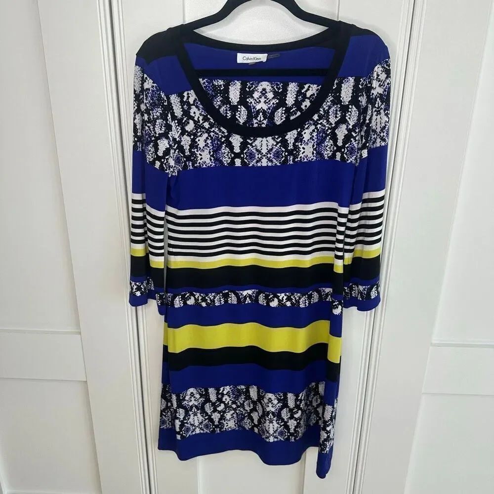 Calvin Klein Scoop Neck Blue Stretchy Color Block (F1)